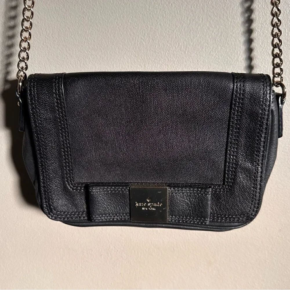 Kate Spade black leather gold chain crossbody